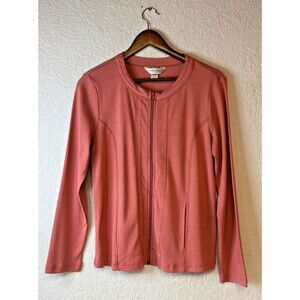 Christopher & Banks Peach Zip Up Cotton Jacket Petite Womens Medium